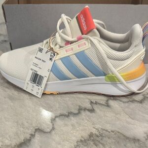 Adidas Womens Racer TR21 Sneakers - White, Blue, and Orange. Size 8.  New